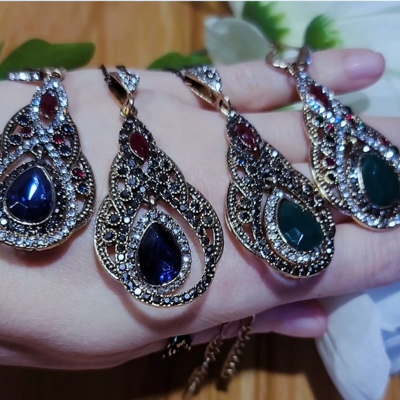 Turkish Vintage Looking Jewelry Set forWomen,NEW,2pc,Ethnic,Wedding,HandmadeGift - Picture 3 of 9